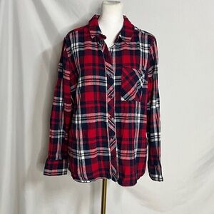 Woolrich Red and Navy Plaid Shirt 100% Cotton